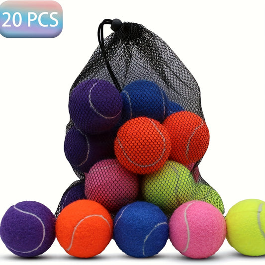 Colorful 20 Pack Tennis Balls for Dogs with Mesh Bag for Easy Transport and Play