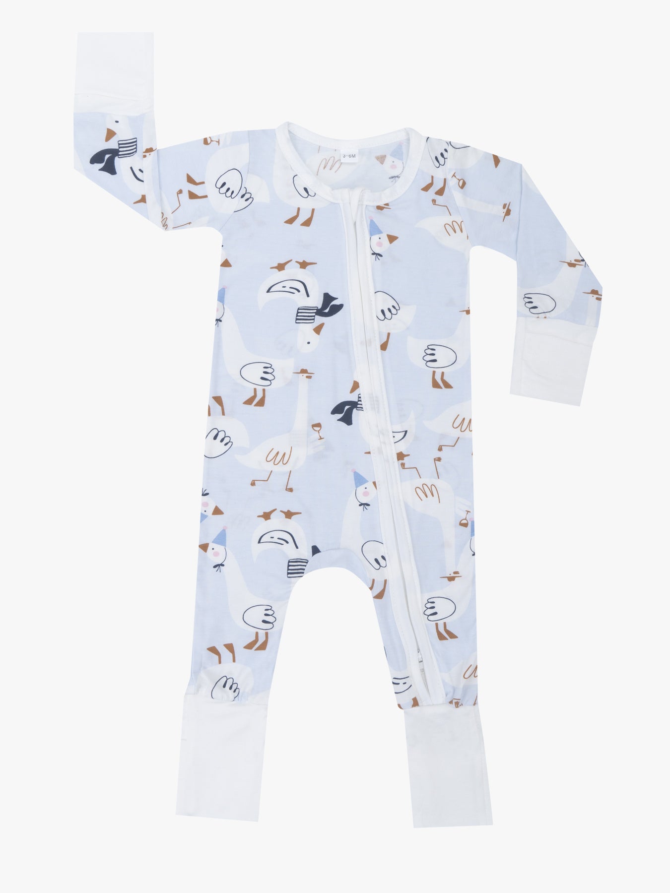 Bamboo Baby Pink Goose Romper – Soft Bamboo Fabric with Mitten and Feet Cuffs