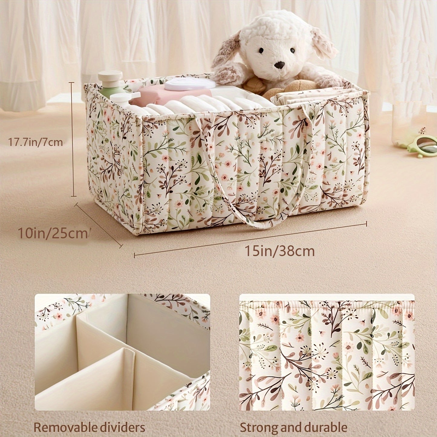 1pc Women's Casual Diaper Caddy Organizer - Stylish Storage Basket Tote for Changing Table, Car Travel & Shower Gifts | Machine Washable Polyester | Random Printing