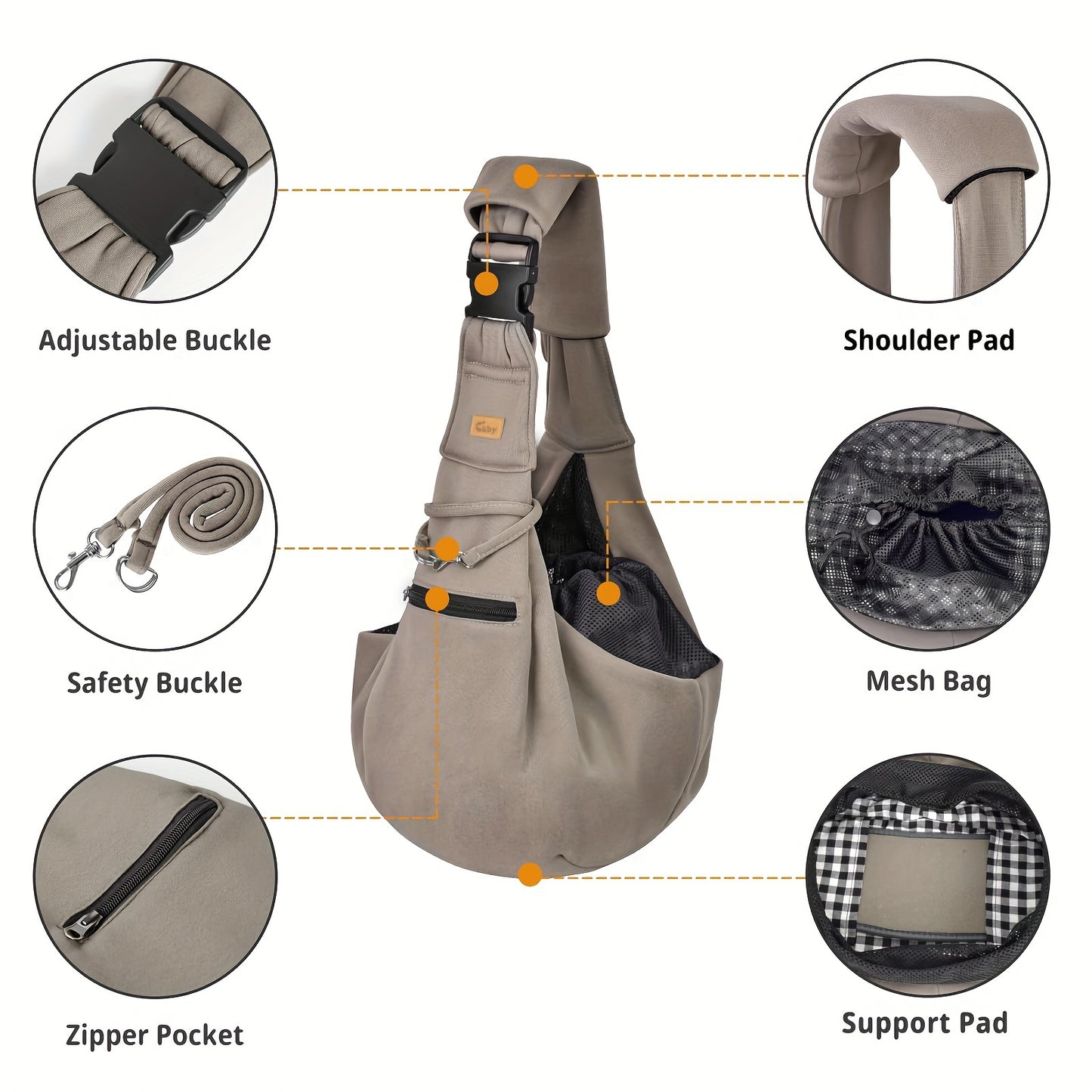 Cuby Adjustable Dog Cat Sling Carrier Padded Bottom