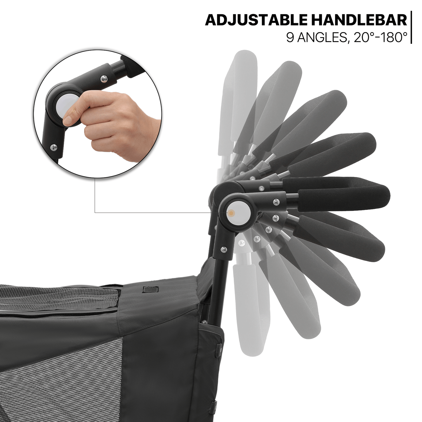 MoNiBloom Pet Stroller for Large Dogs or Multiple Dogs Cats with Adjustable Handle, 3-Wheels Dual Entry Portable Dog Carting Easy Folding Pet Wagon Double Dog Stroller