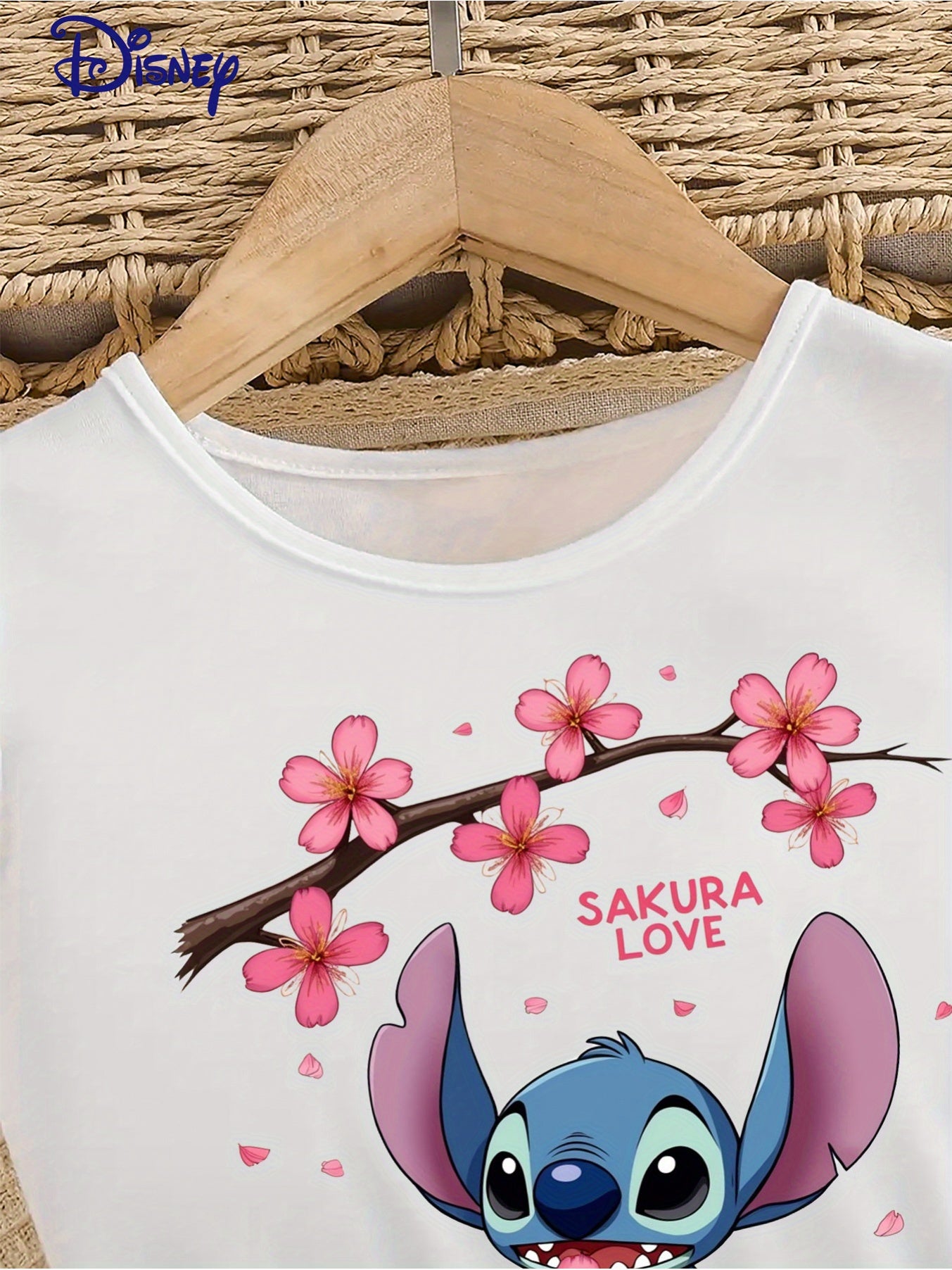 Disney Stitch Girls 2pcs Set, Floral Print Top and Belted Shorts, Perfect for Summer Kids' Party Outdoors Activities