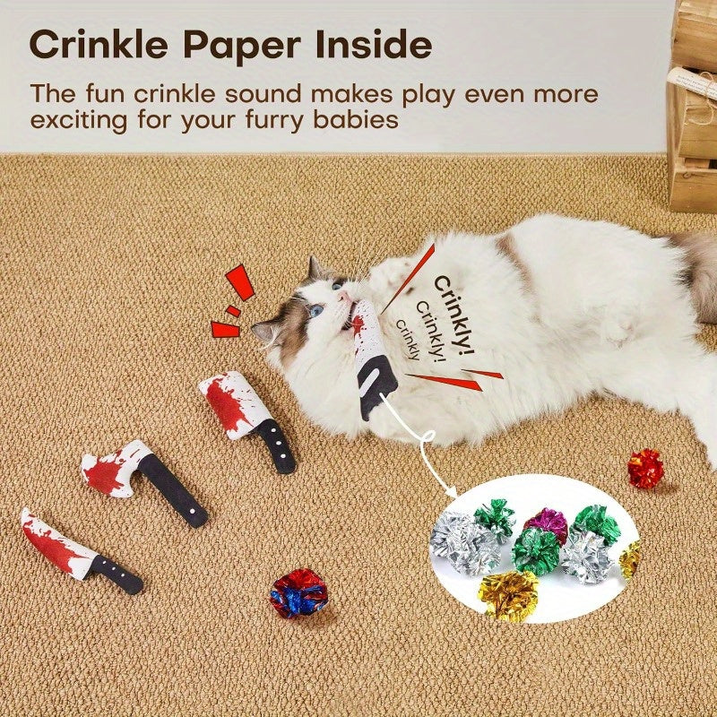 4pcs Cat Toys Knife Shaped Crinkly Sound Indoor Playthings for All Cat Breeds
