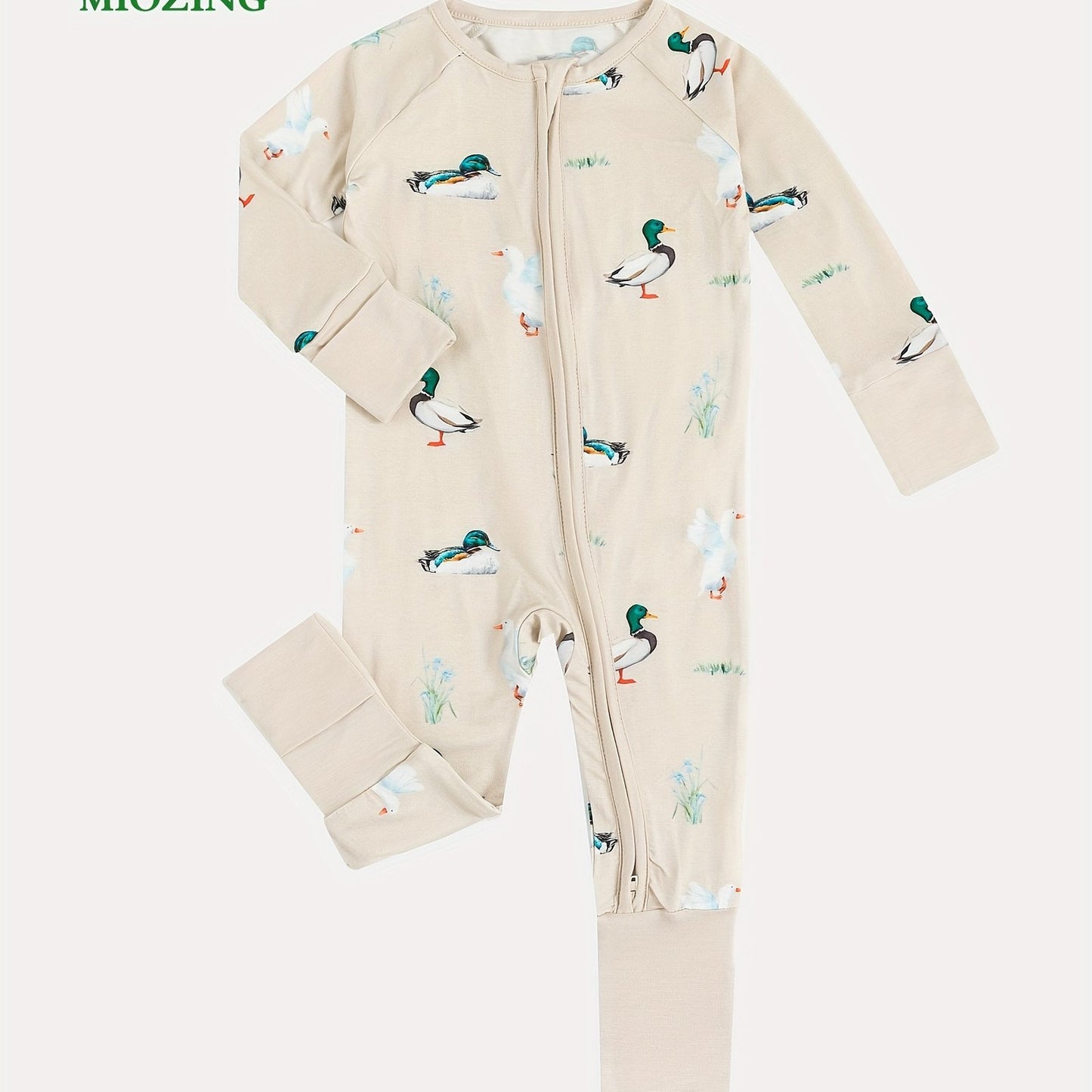 MIOZING Bamboo Fiber Bodysuit For Infants, Duck Goose Pattern Long Sleeve Onesie, Baby Girl'S Outdoor Clothing, for Outdoor