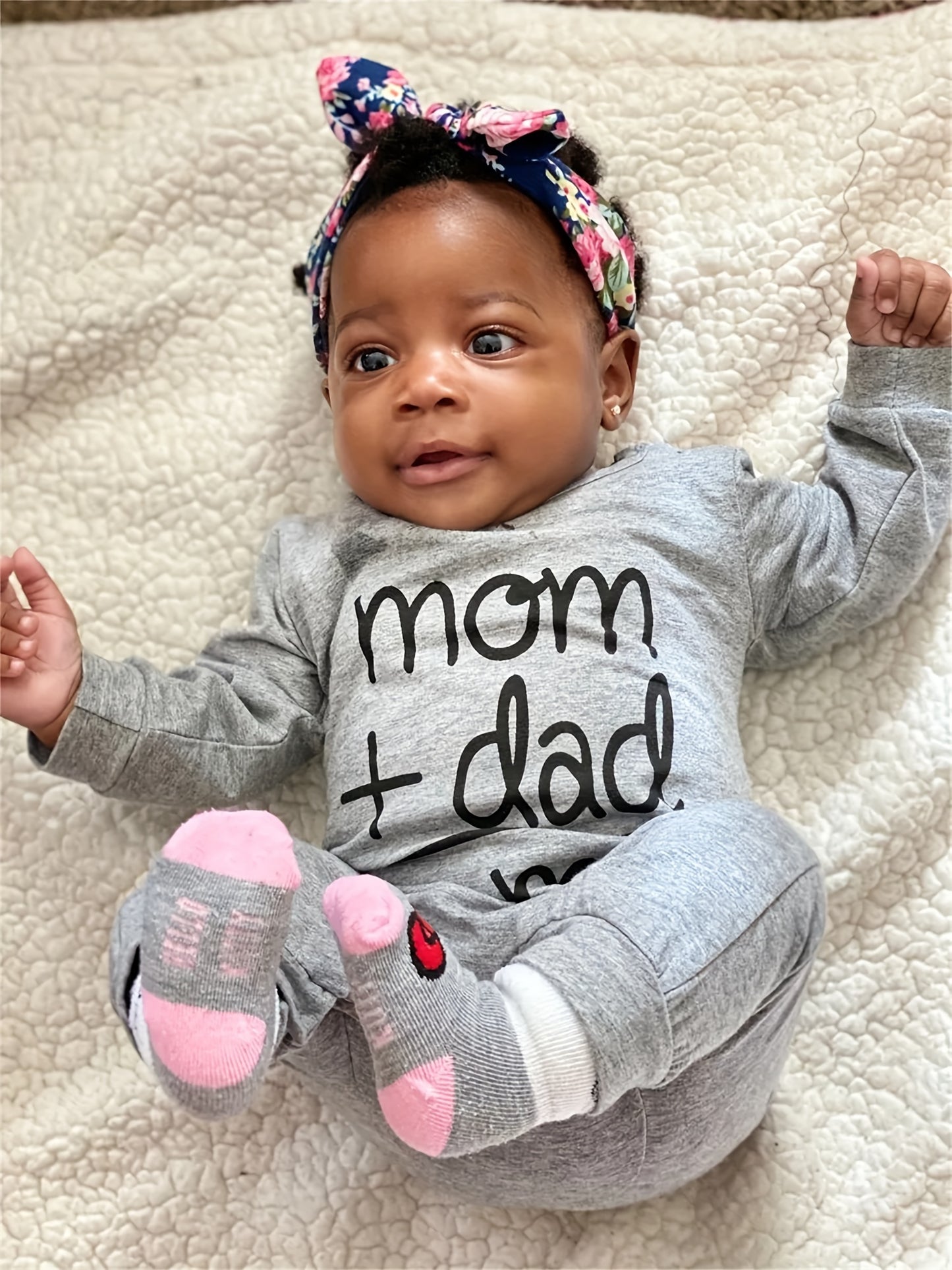 KuKitty Newborn Baby Boy Rompers Infant Girl Long Sleeve Letter Print Jumpsuit