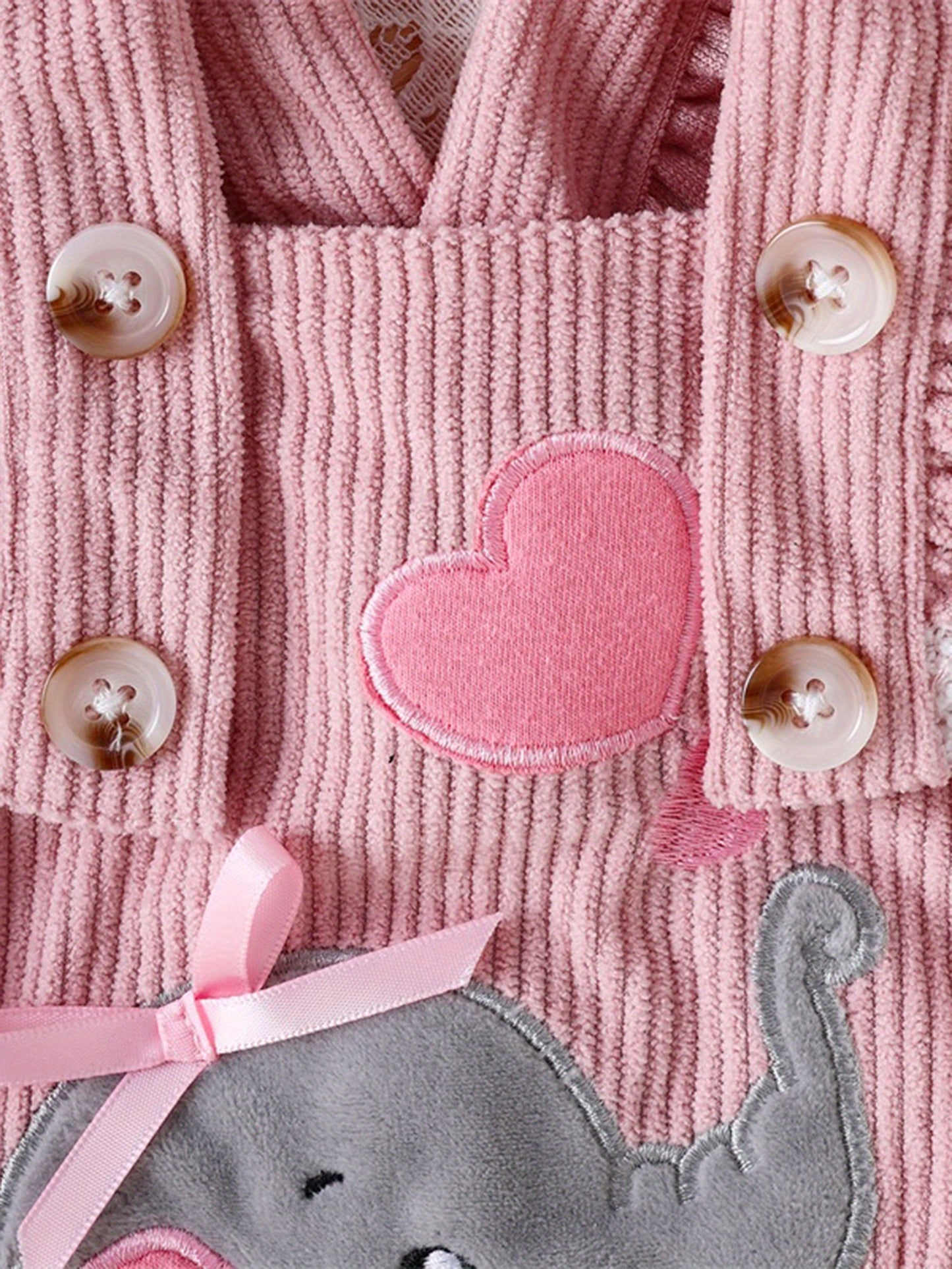 0.0-59.06ft Cute Girl Set, 2pcs Embroidered Elephant Love jumpsuit+Butterfly Bow Hairband Summer Clothing, for Outdoor