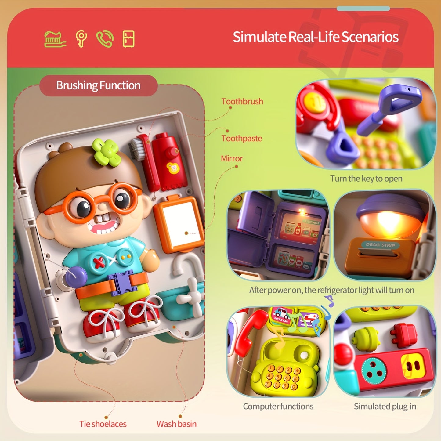 54in 1 Busy Board For Toddlers Educational Toy Set Builds Fine Motor Skills And Sensory Development