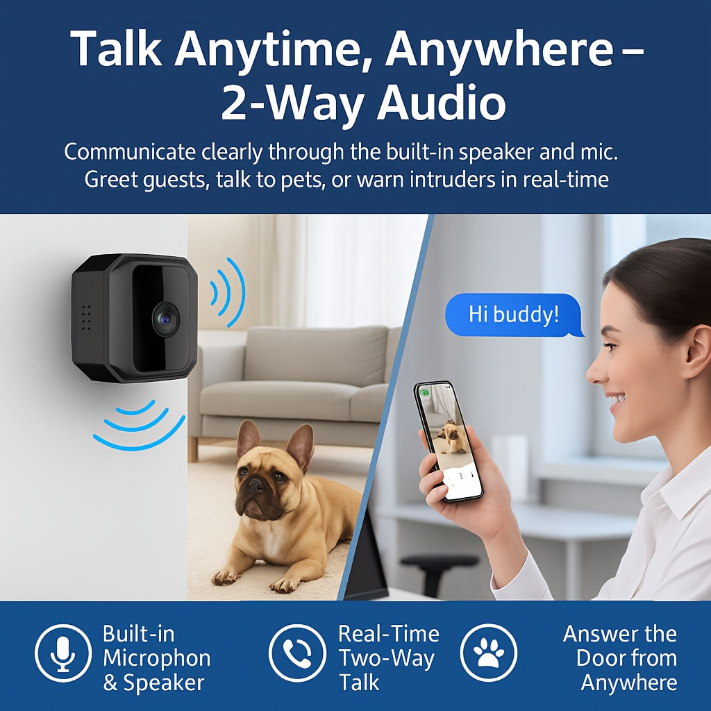 HD Mini Wireless Security Camera with Night Vision Motion Detection and Two-Way Audio