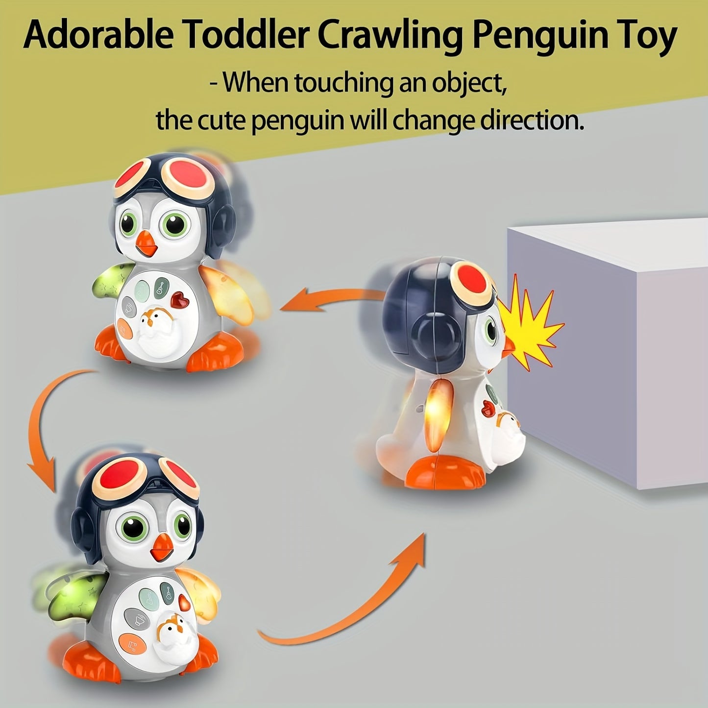 Crawling Penguin Baby Toy With Music And Lights For Tummy Time 6 Months Learning Play
