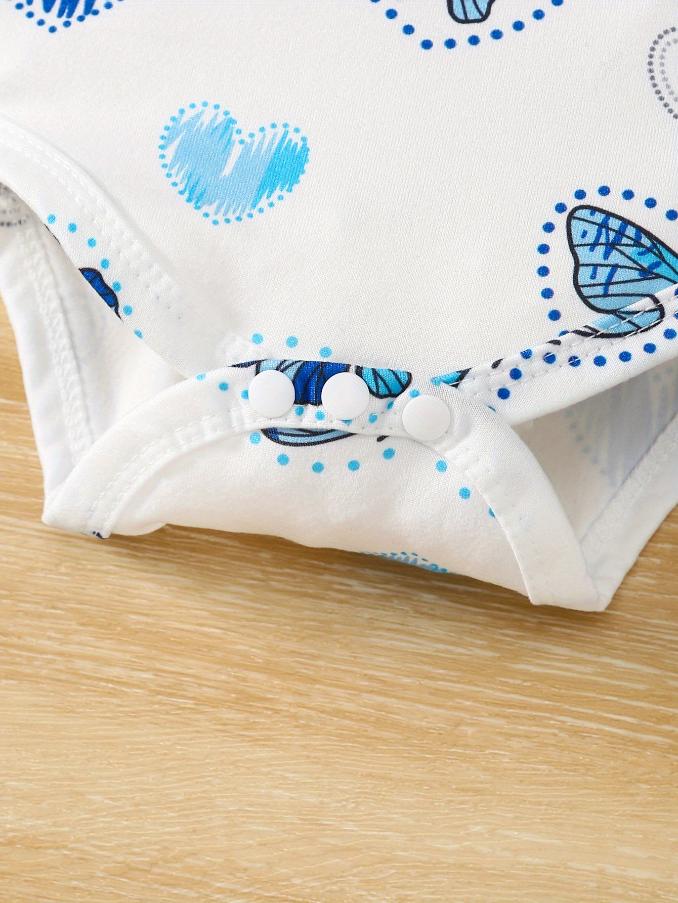 Three Piece Baby Girl Butterfly Print Long Sleeve Outfit Set