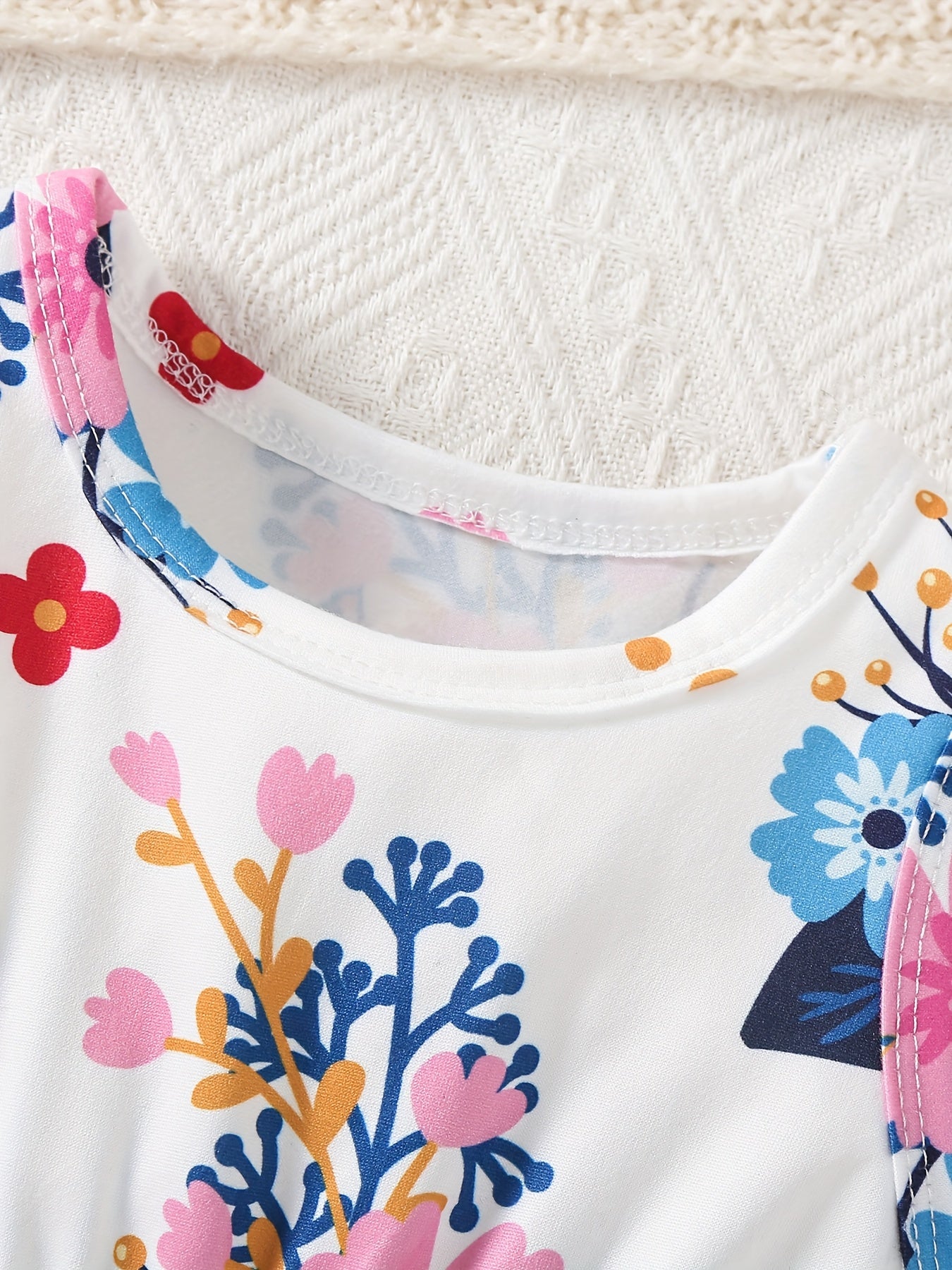 Floral Print Infant Romper 6 Piece Set With Headbands