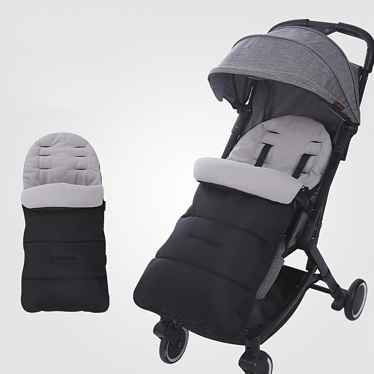 Stroller Cover with Warm Foot Muff, Fleece-Lined Baby Carrier, Universal Fit, for 0-3 Years Old, Climbing & Outdoor Sports Compatible, Polyester Fiber, Single Occupancy for Winter