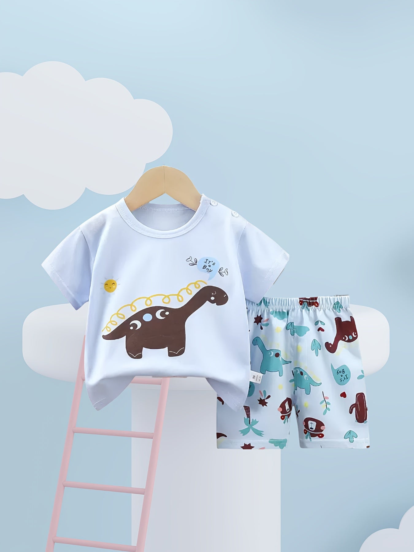 HappyKid Short-Sleeved Boys Suits – Comfortable Cotton with Fun Animal and Car Prints