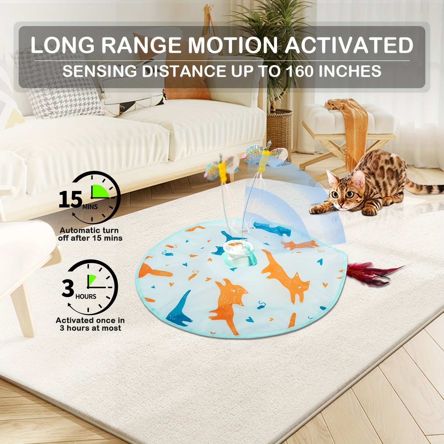 Valonii 2-in-1 Rechargeable Motion Activated Interactive Cat Toy for Indoor Cats