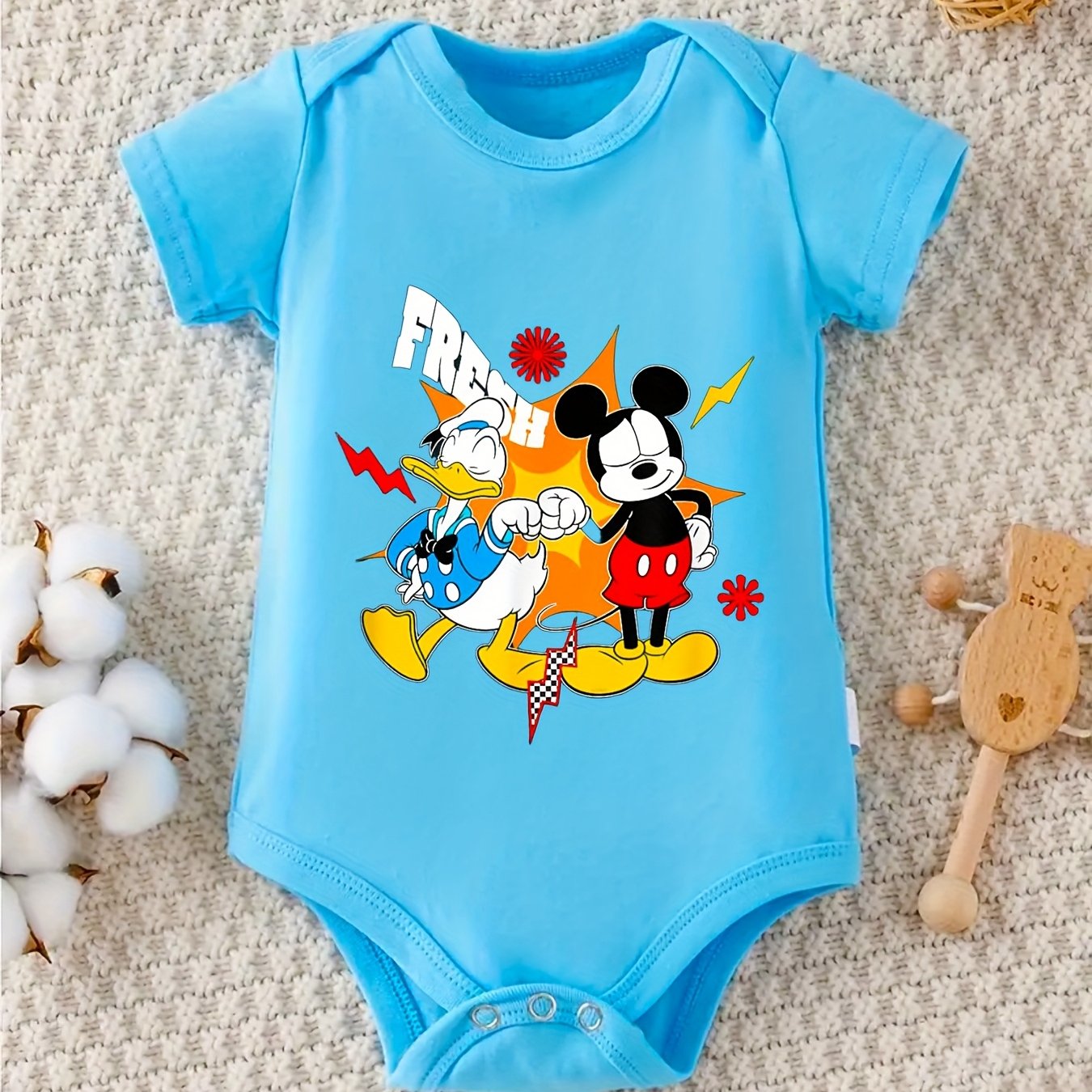 Mickey and Friends Baby Romper 100 Percent Cotton Short Sleeve Infant Crawler Suit