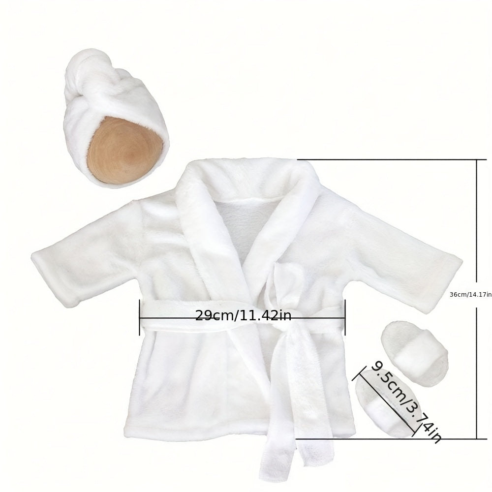 Comfortable small robe with matching slippers and headband, perfect for photography props, boys and girls, photography accessories