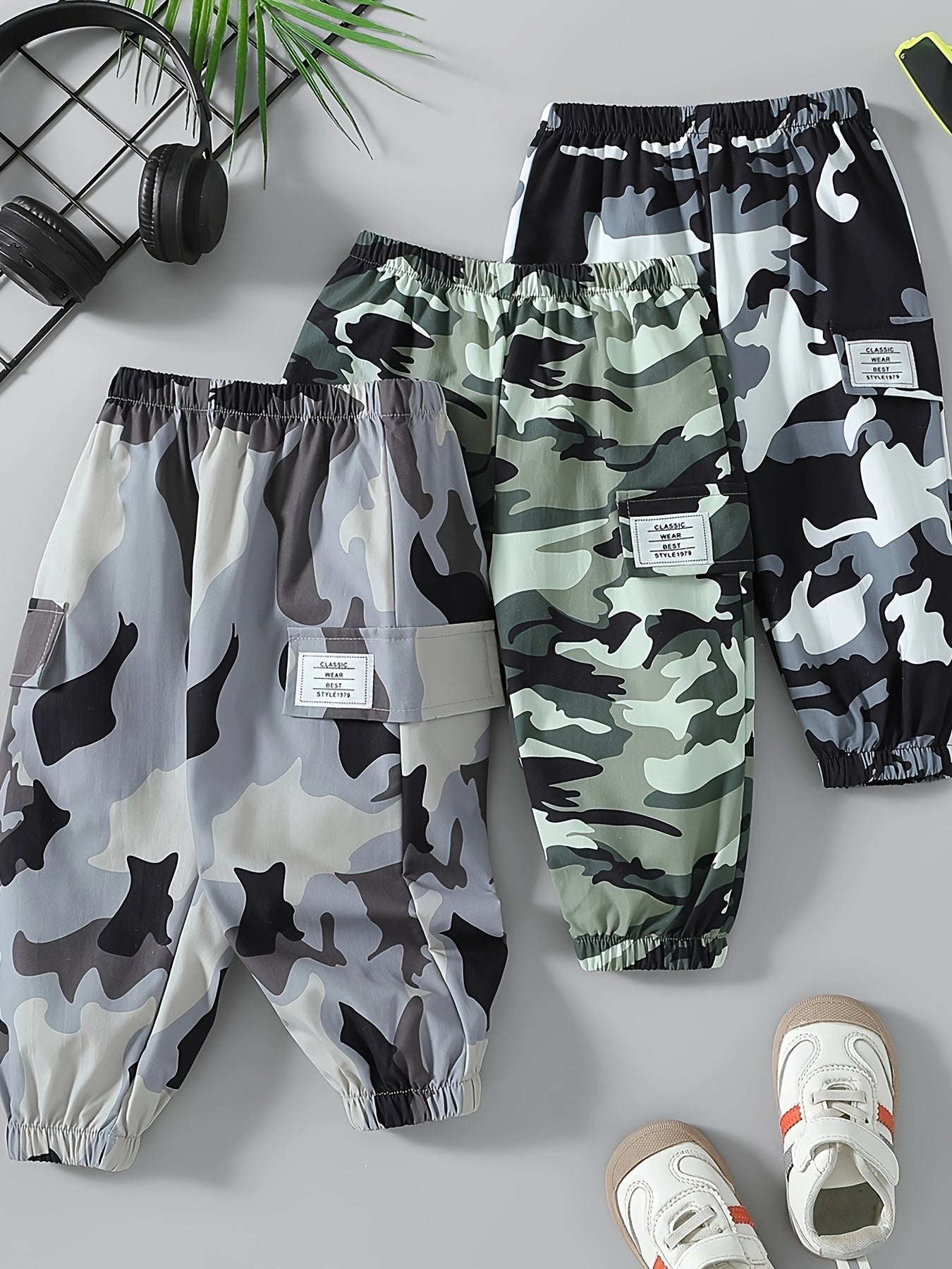 Camouflage Baby Clothing Set for Boys 3-Piece Spring Autumn Casual Wide-Leg Pants