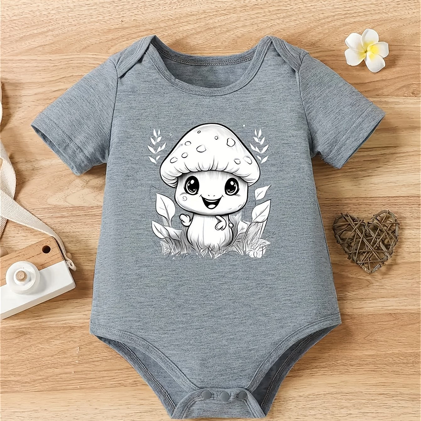 Cute Mushroom Print Knitted Baby Girl Jumpsuit Comfortable Summer Sweater Outfit