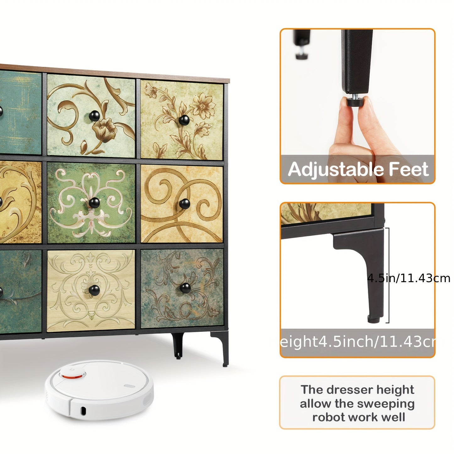 Modern 9 Drawer Dresser for Bedroom and Living Room Stylish Storage Solution