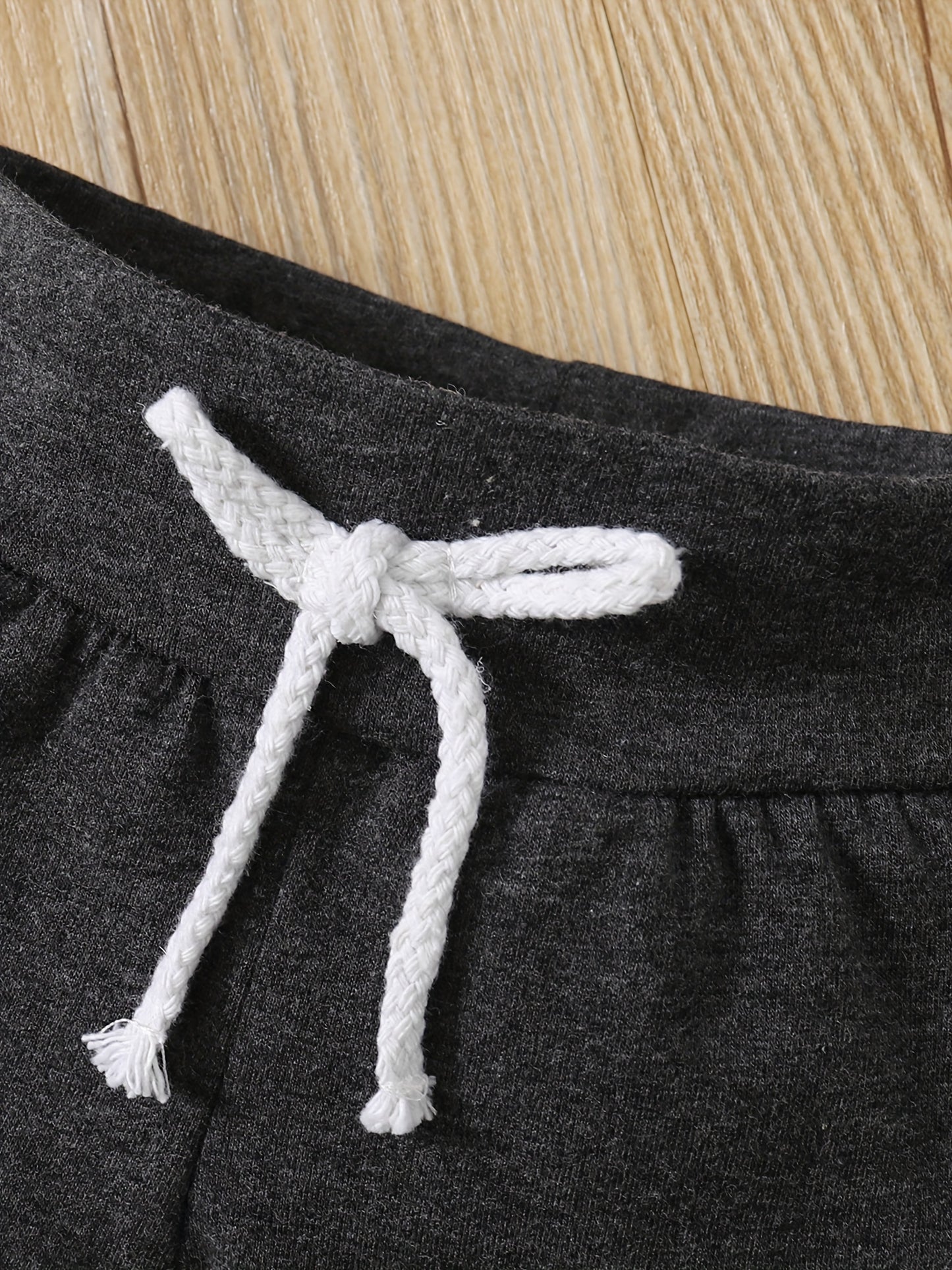 Infant and toddler pure letter printed cotton short sleeved jumpsuit+gray pants+hat three piece set