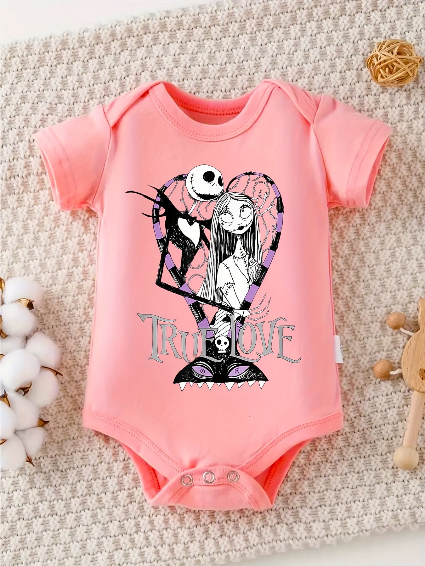 Disney Nightmare Before Christmas Baby Romper Jack Skellington Sally Graphic 100 Percent Cotton
