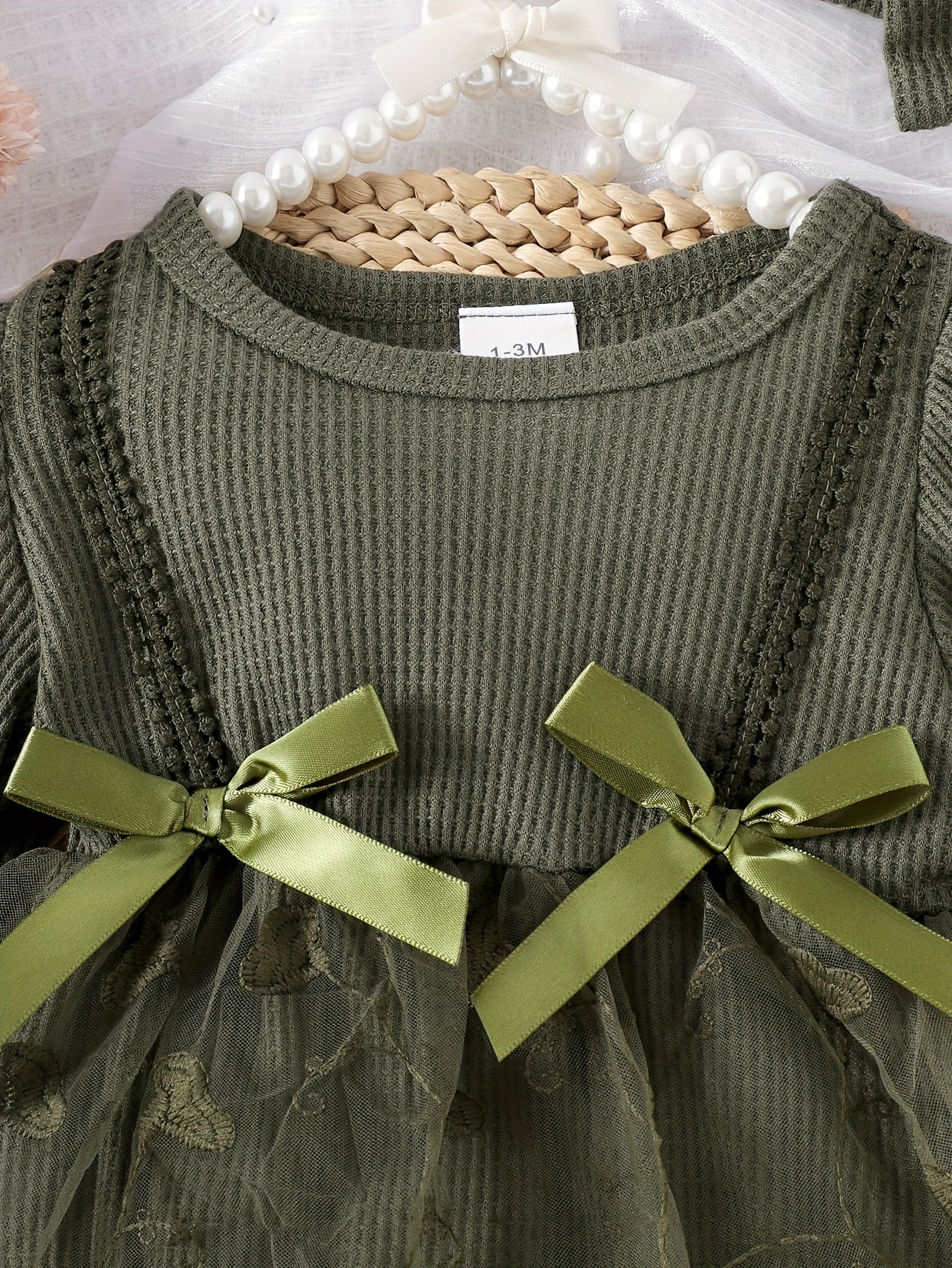 Baby Girl Outfit Set Embroidered Tulle Bow Romper Dress