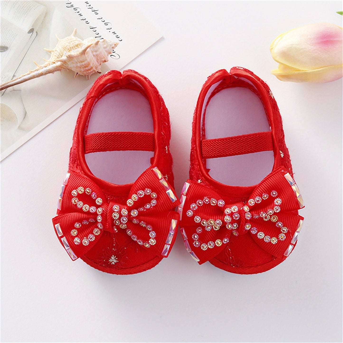 Mary Jane Flats Beaded Bow Princess Shoes Dress Walking Shoes and Headband