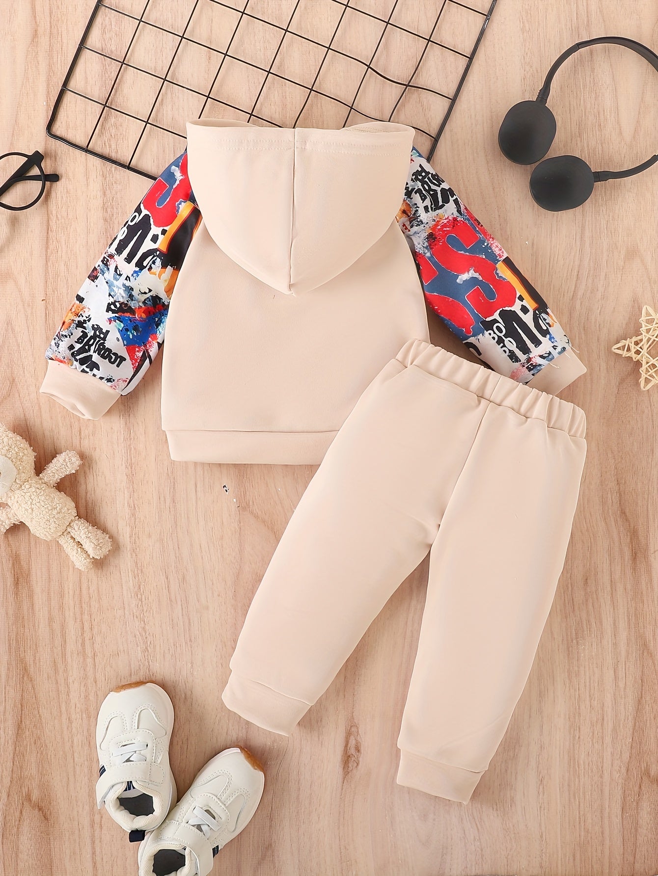 Boys 2pcs Tie Dye Hoodie and Cargo Pants Set for Autumn Winter Casual Outdoor Style