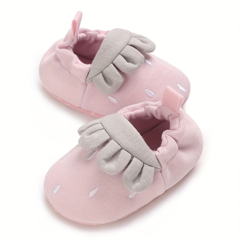 Infant Girls' Cute Princess Shoes, Soft Sole Comfortable Cartoon Newborn Casual Walking Shoes, Geometric Pattern, All-Season Fabric Upper & Insole, Low Top Knee-High Boot Style, Plain Toe - Spring/Fall Collection