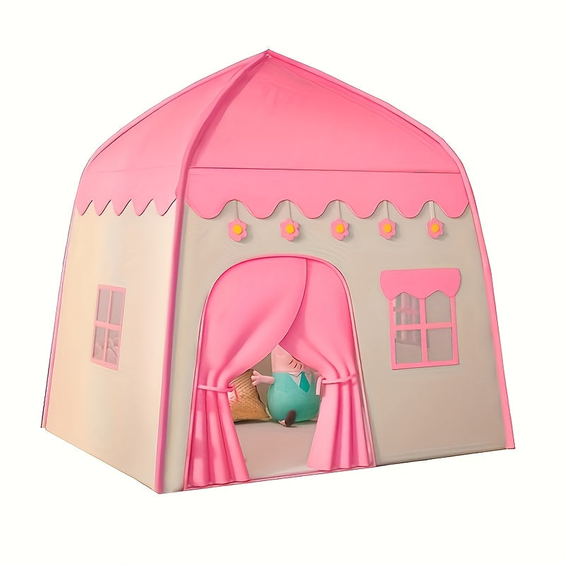 Children's Flower Tent Playhouse Indoor Castle Style Secret Base For Girls And Boys Pink