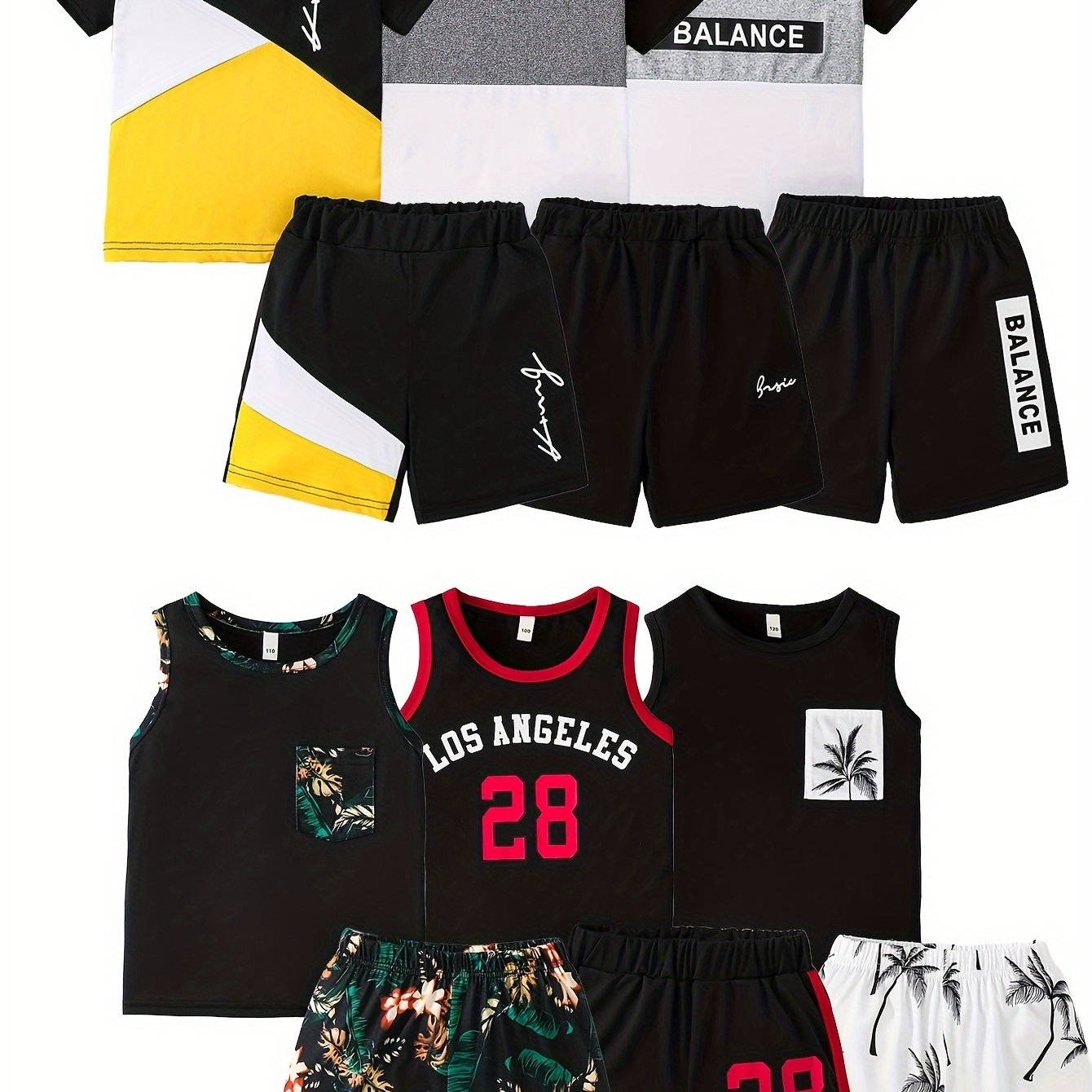 [Summer Boys Shorts] 12pcs Summer Boys Fashion Shorts Suit | Targeted Development Of New Printed Casual Suit