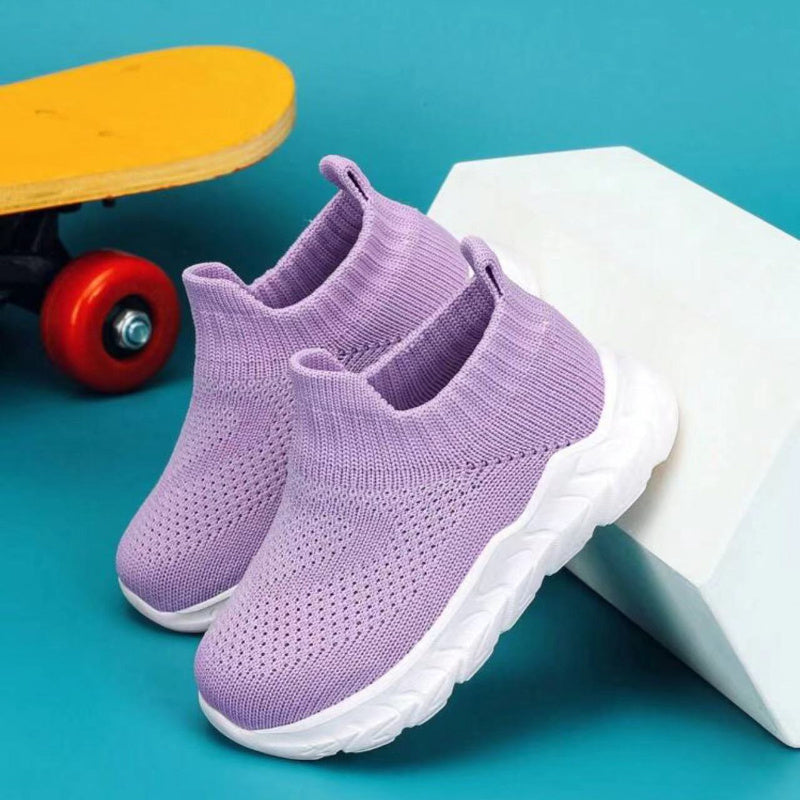 2025 Trendy Unisex Preschool Sports Shoes Slip-On Breathable Fabric Cushioned EVA Sole