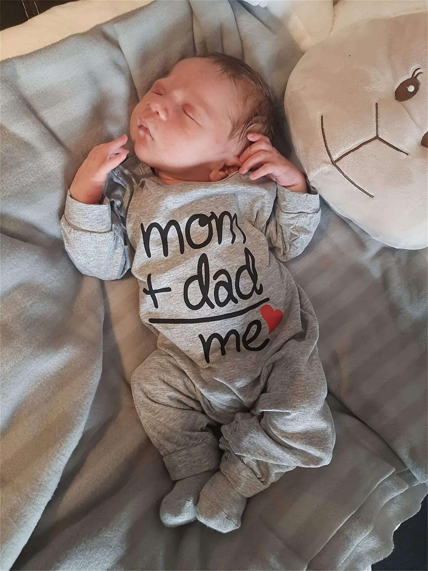 KuKitty Newborn Baby Boy Rompers Infant Girl Long Sleeve Letter Print Jumpsuit