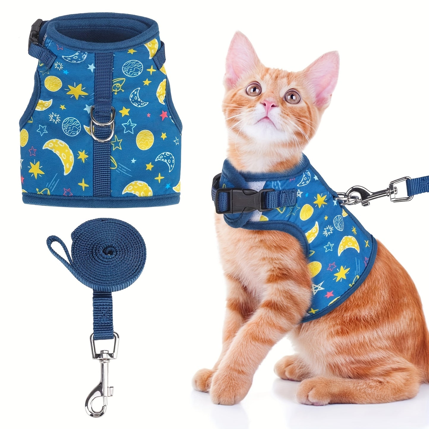 Cat Harness With Leash Escape Proof - Fashionable Mesh Cat Dog Walking Harness Leads, Adjustable For Kitties Puppies Small Animals, for Galaxy