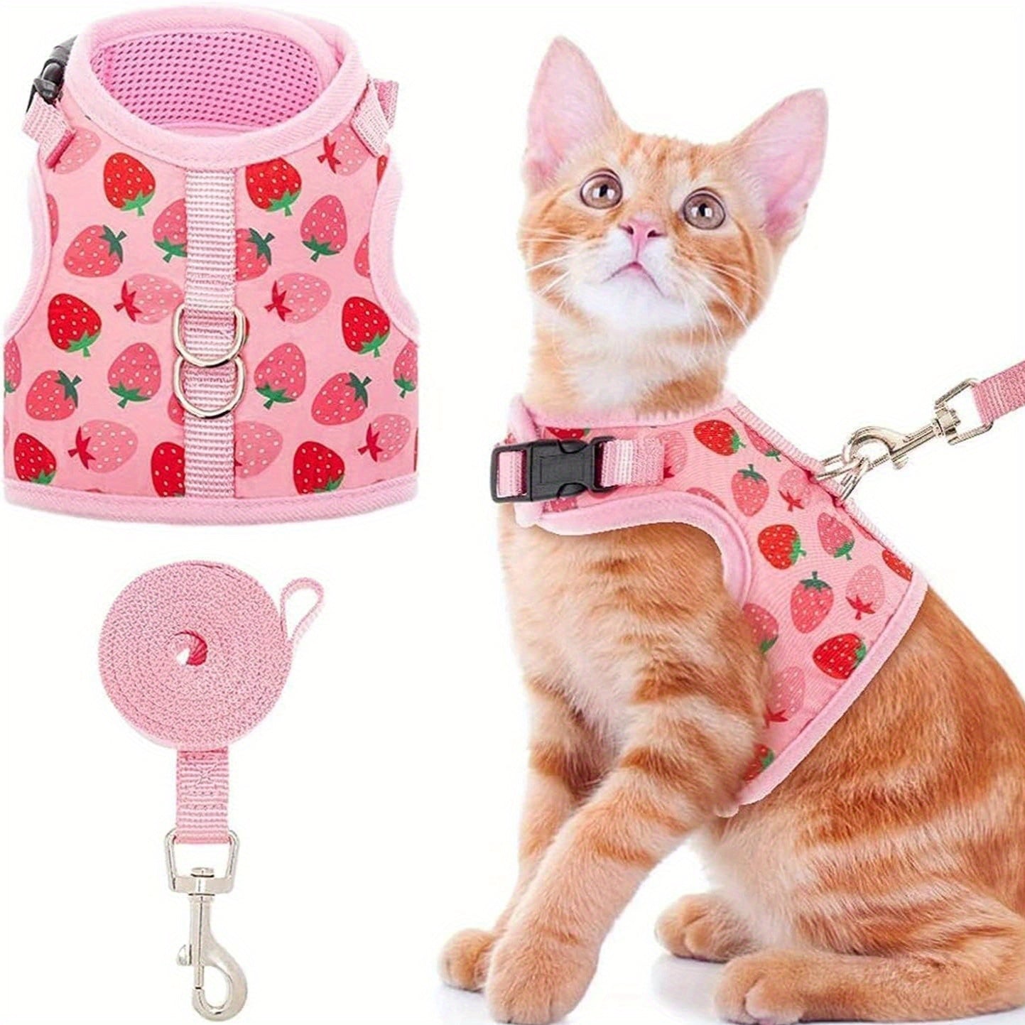 Cat Harness With Leash Escape Proof - Fashionable Mesh Cat Dog Walking Harness Leads, Adjustable For Kitties Puppies Small Animals, for Galaxy