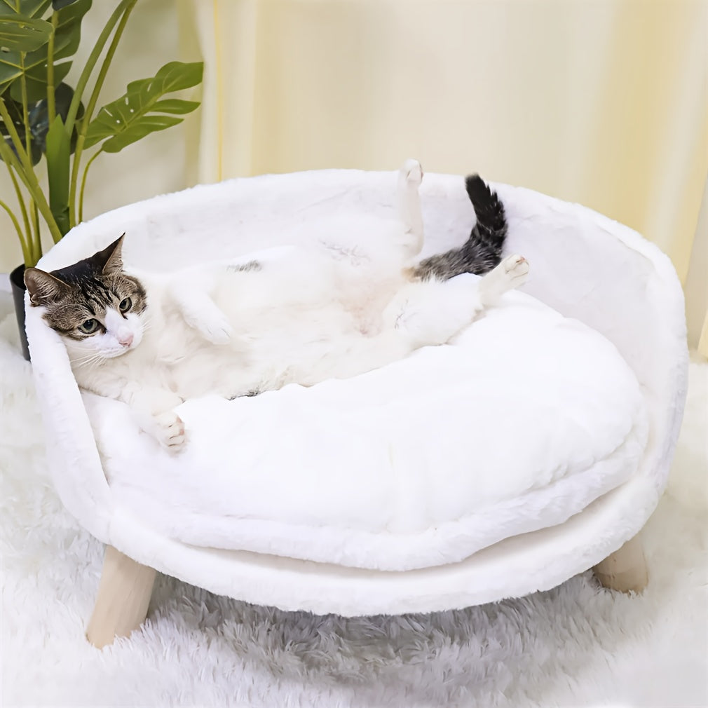 Raised Pet Sofa Bed for Dogs and Cats with Removable Padded Cushion and Stylish Design