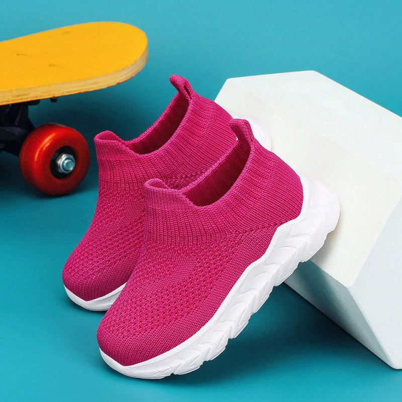 2025 Trendy Unisex Preschool Sports Shoes Slip-On Breathable Fabric Cushioned EVA Sole