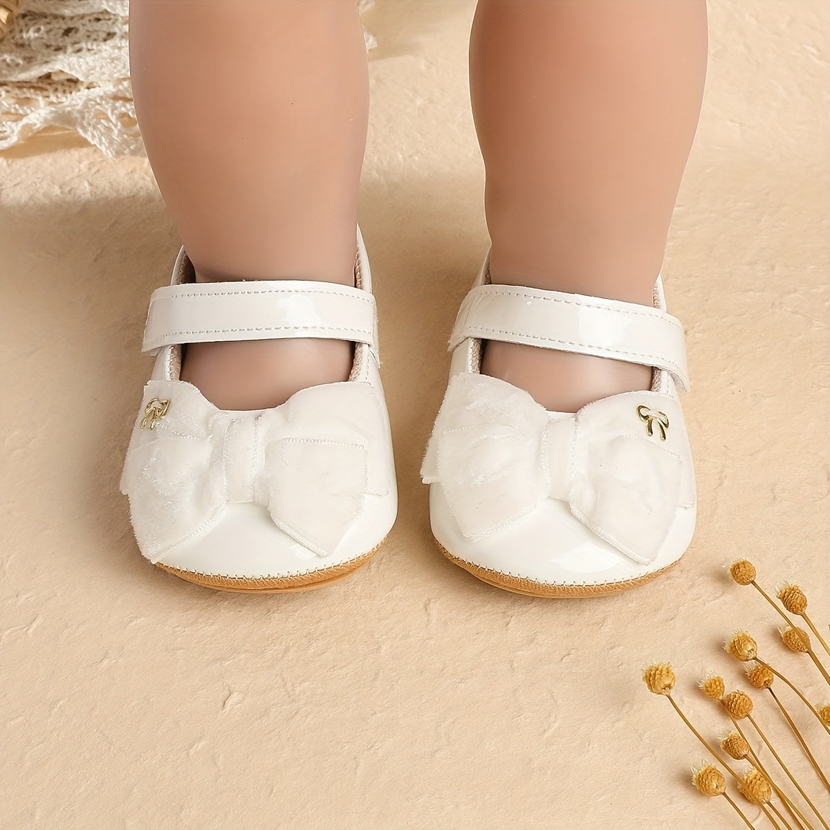 Infant Girls First Walking Shoes With Soft Non Slip Soles Velcro Easy On Closure