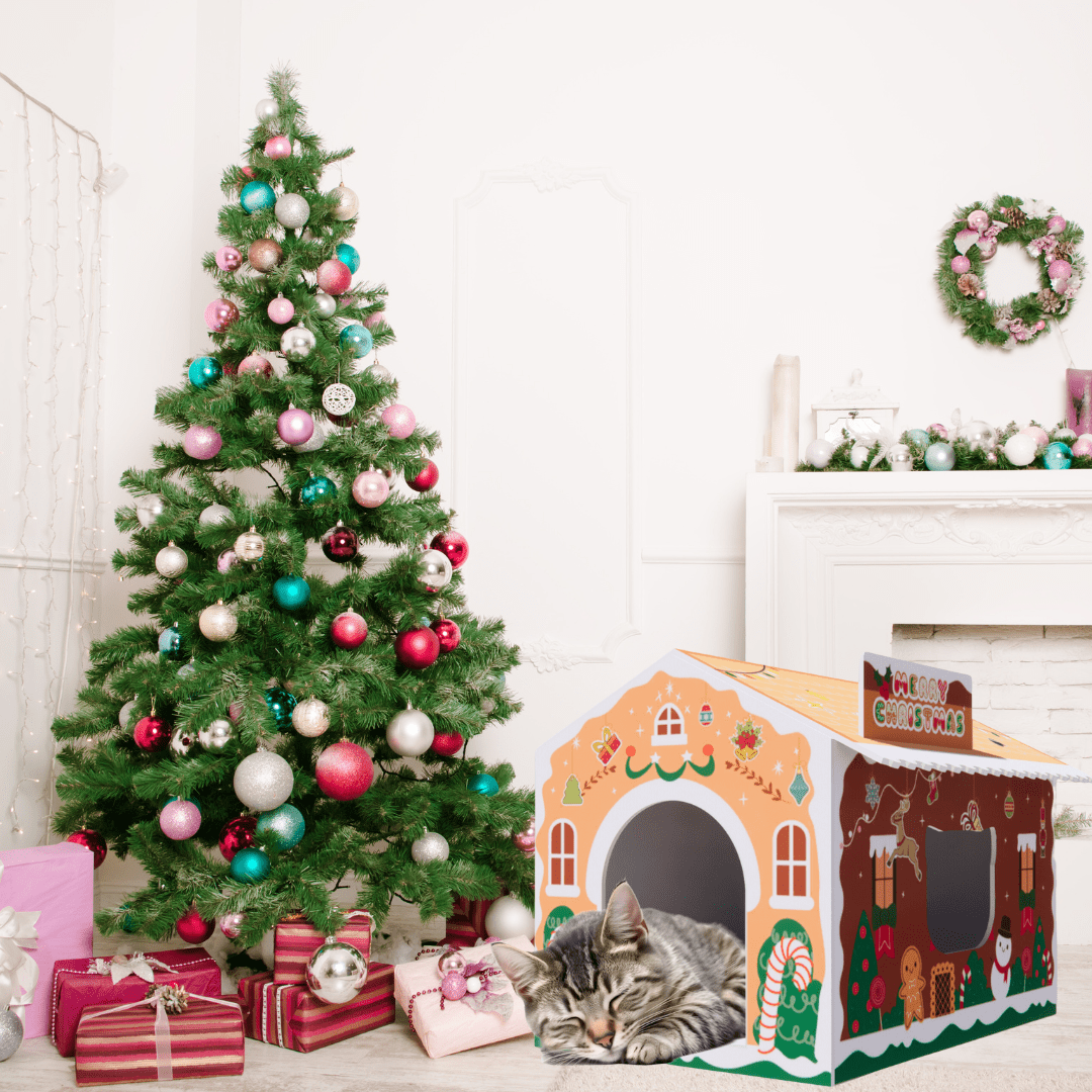 Cardboard Cat House with Scratch Pad Premium Quality Indoor Playhouse for Cats