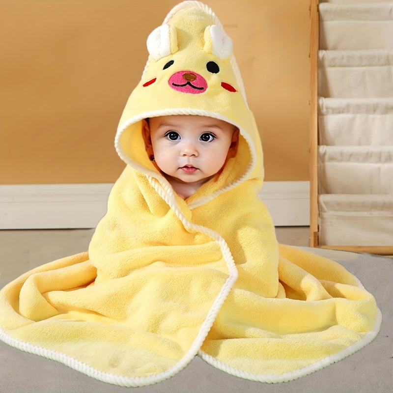 Soft Cartoon Animal Swaddling Blanket Set for Babies 0-3 Years - Reinforced Edge, Highly Absorbent and Skin-Friendly Polyester, Ideal for Bath Towel, Stroller Nap Blanket - 31.5x31.5 Inches - Machine Washable