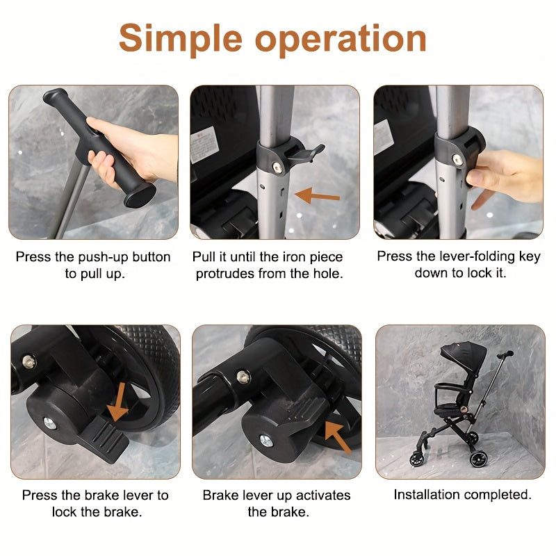 [Lightweight Folding Stroller] 1pc Lightweight Baby Folding Stroller | Compact Canopy, Multiple Reclining Positions, Convenient One Handed Folding, Perfect Gift For Holidays & Birthdays, Thanksgiving