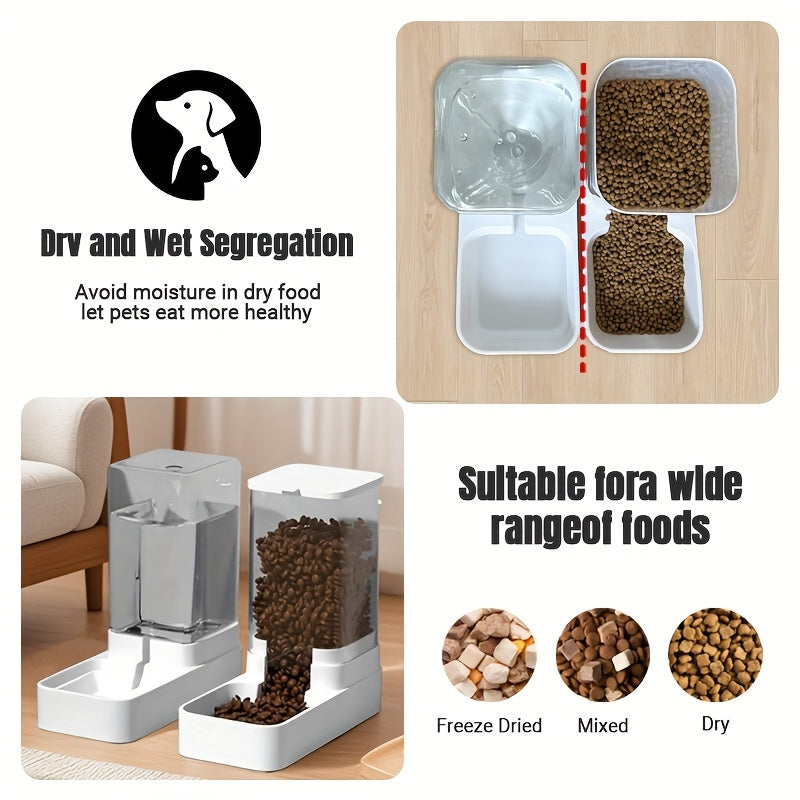2pcs Automatic Dog Food and Water Dispenser Non Electric Transparent Durable Design
