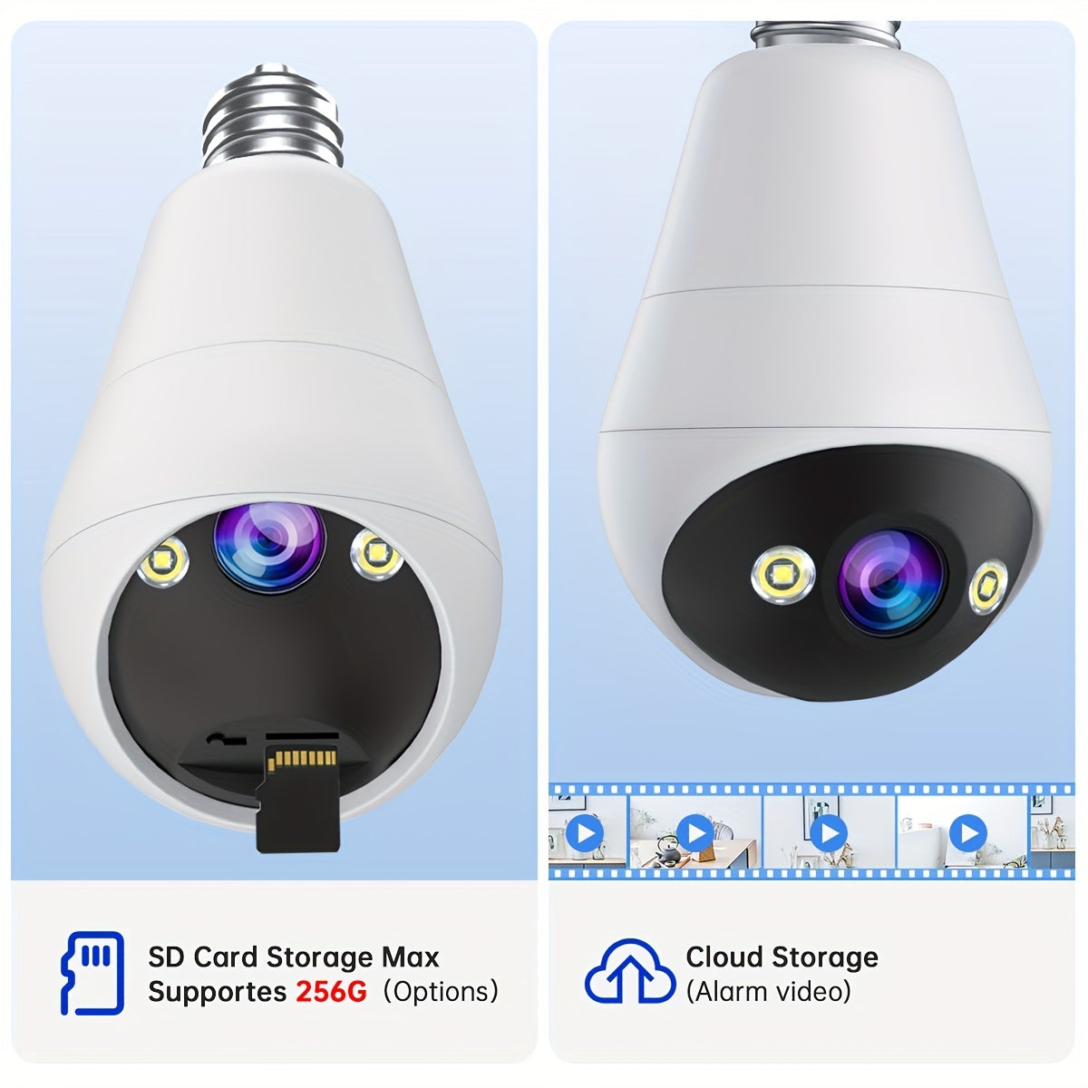 4Pcs FHD 3MP Wifi CCTV Camera Bulb with Two Way Audio and Auto Tracking for Home Security