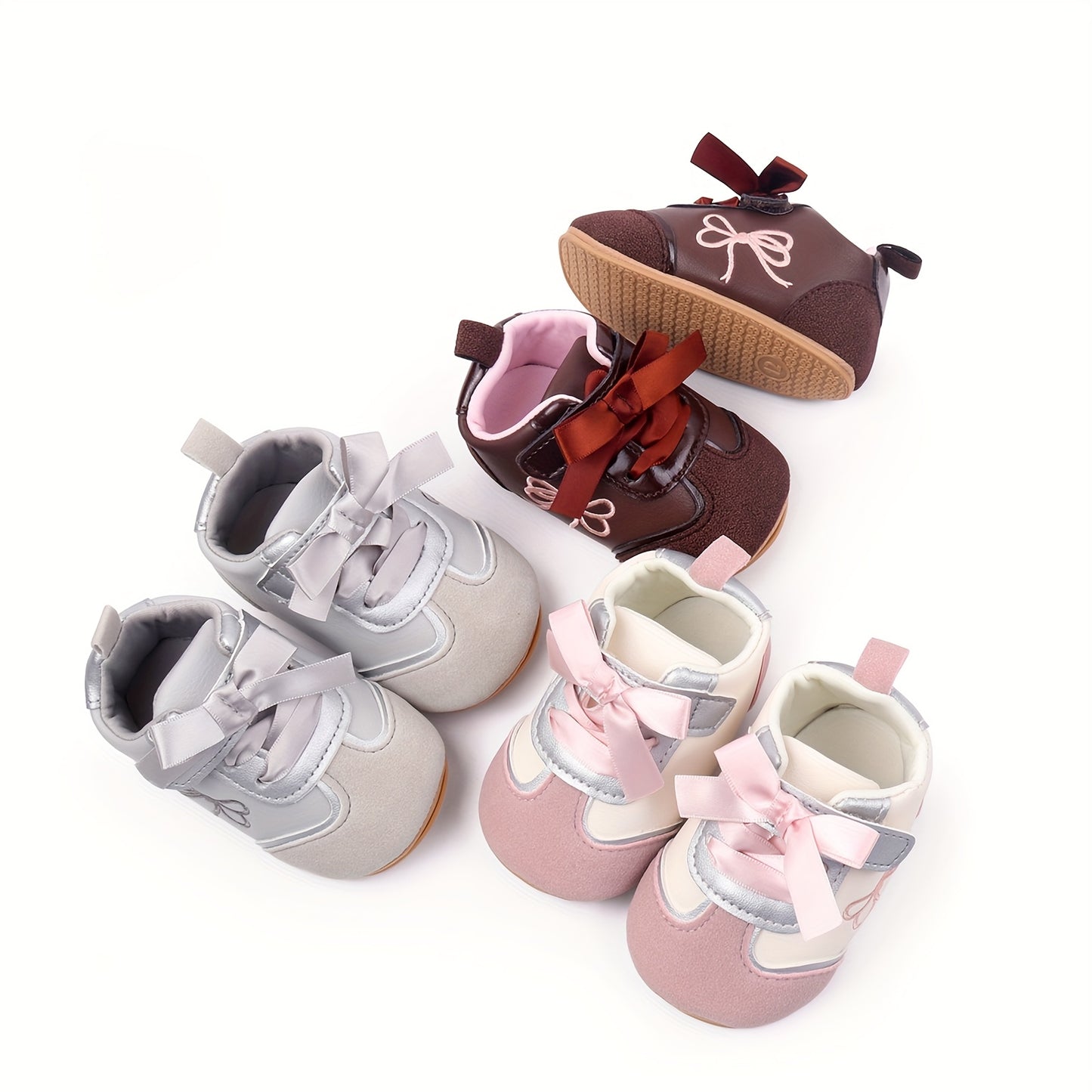 Baby Girl First Walker Sneakers - Soft Pink &, Non-Slip PVC Sole, Easy Slip-On Closure, Lightweight Toddler Shoes for Girls, for Everyday & Special Occasions, Toddler Sneakers, Stylish Infant Footwear, Comfortable Crib Shoes,