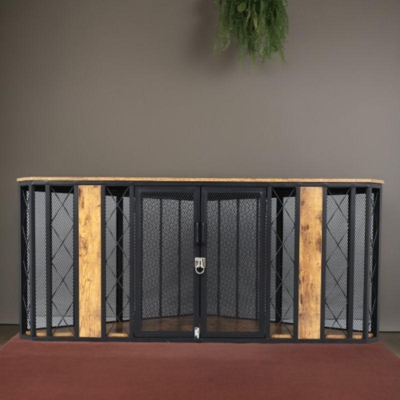 Stylish 66 Inch Corner Dog Crate Large Decorative Wood Kennel for Small to Large Dogs