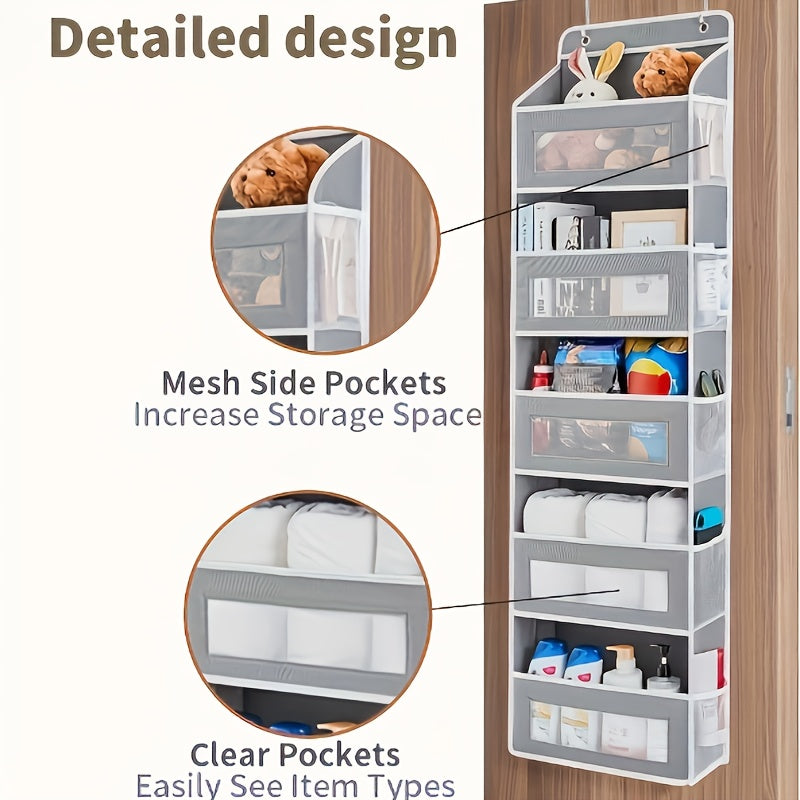 5-Tier Door Storage Rack, Foldable Wall-Mounted Storage Organizer with 5 Large Capacity Pockets |Space-Saving Design for Bedroom, Teenager's Room - Perfect for Toys, Shoes, Diapers Organizer|Clear Design| Space Efficient Stor