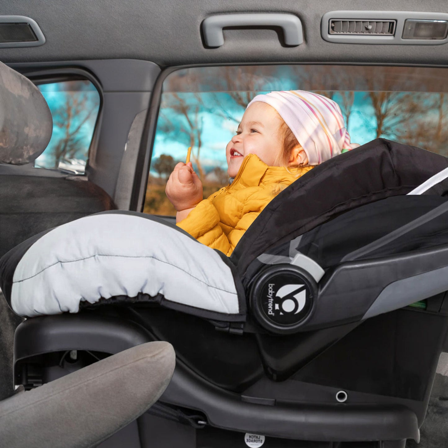 Ally Newborn Baby Infant Car Seat Carrier Travel System with Harness and Extra Cozy Cover for Babies Up to 35 Pounds, Stormy