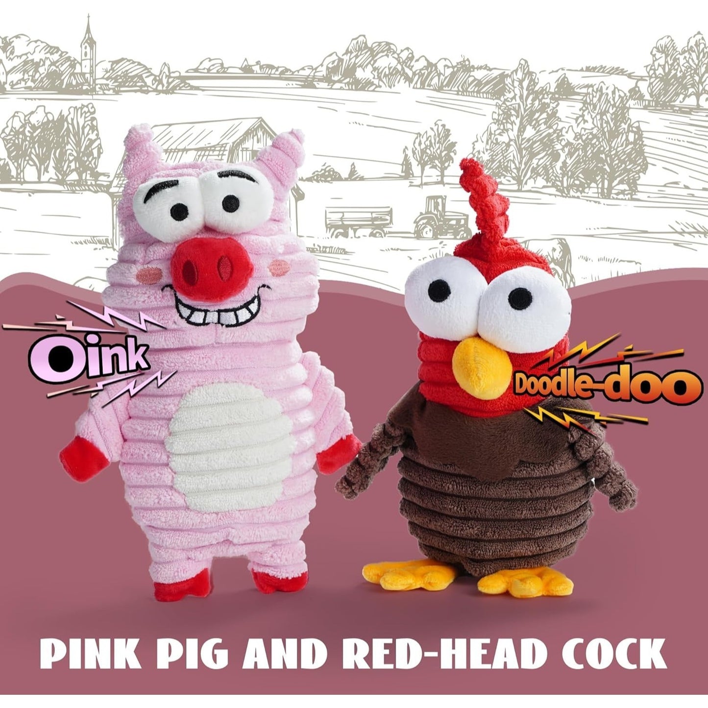 Nocciola 5 Piece Dog Squeaky Toy Set Funny Animal Sounds Interactive Gift for All Breeds