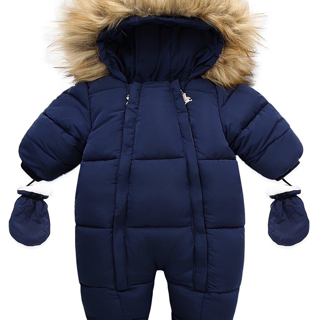 Winter Snowsuit Romper With Hooded Footie For Babies