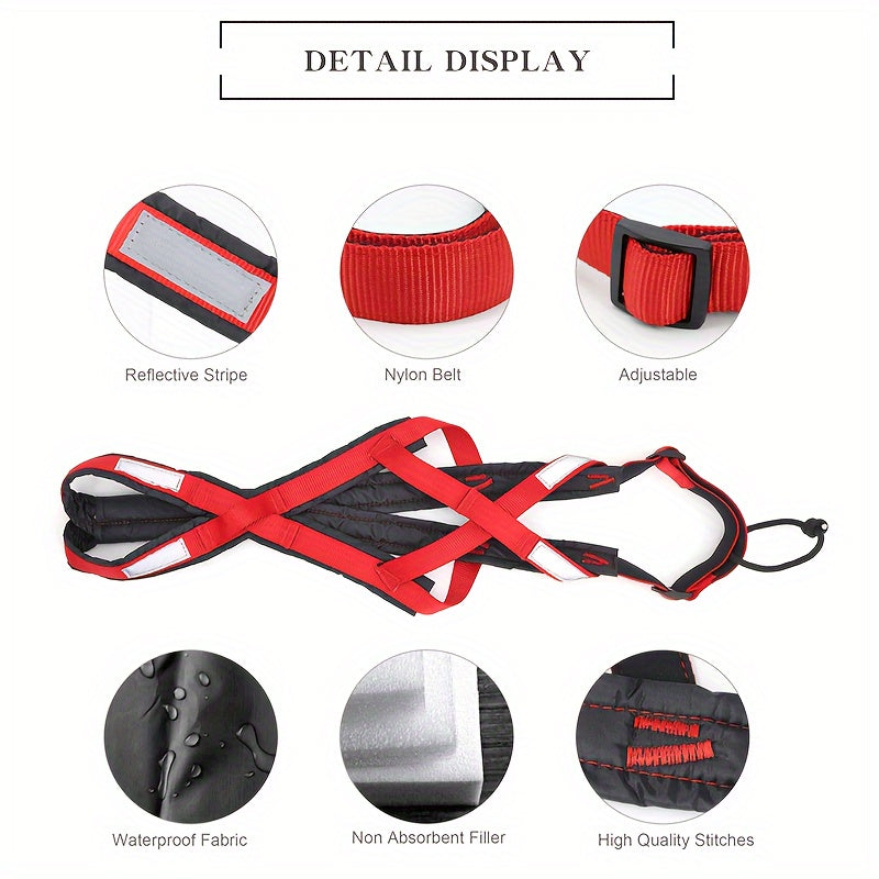 Adjustable Dog Snowboard Harness For Large Dogs, Reflective Dog Chest Strap With Snowmobile Attachment, Durable Dog Walking Belt For Winter Adventures - For Large Breed Dogs - Winter Season -  For Snowboarding, Snowmobiling &